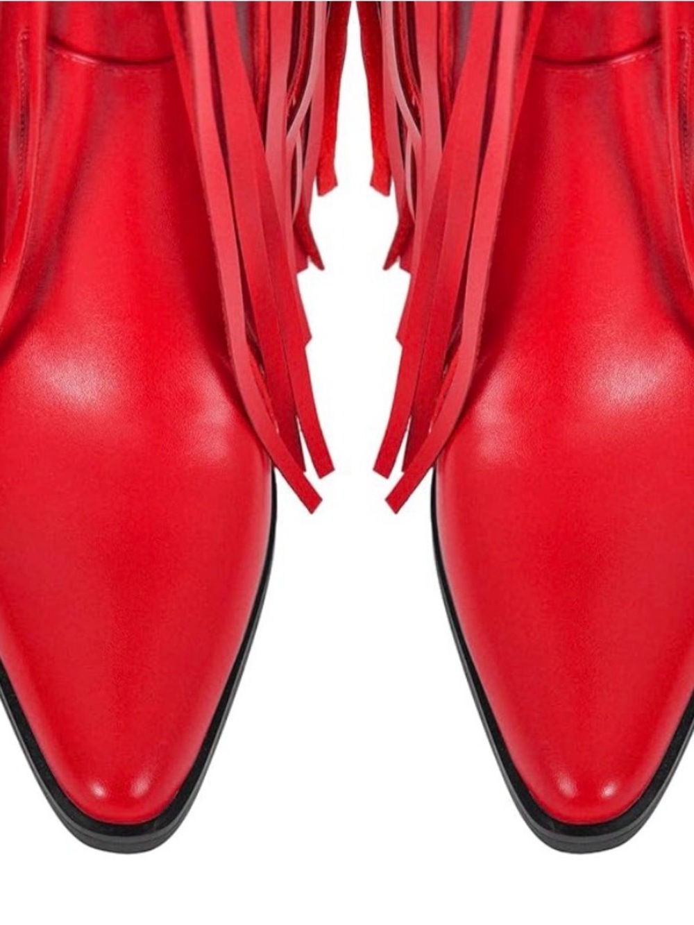 Red Fringe Pointed-Toe Women's Boots